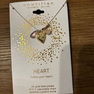 Unwritten Heart 14K gold flash plated necklace